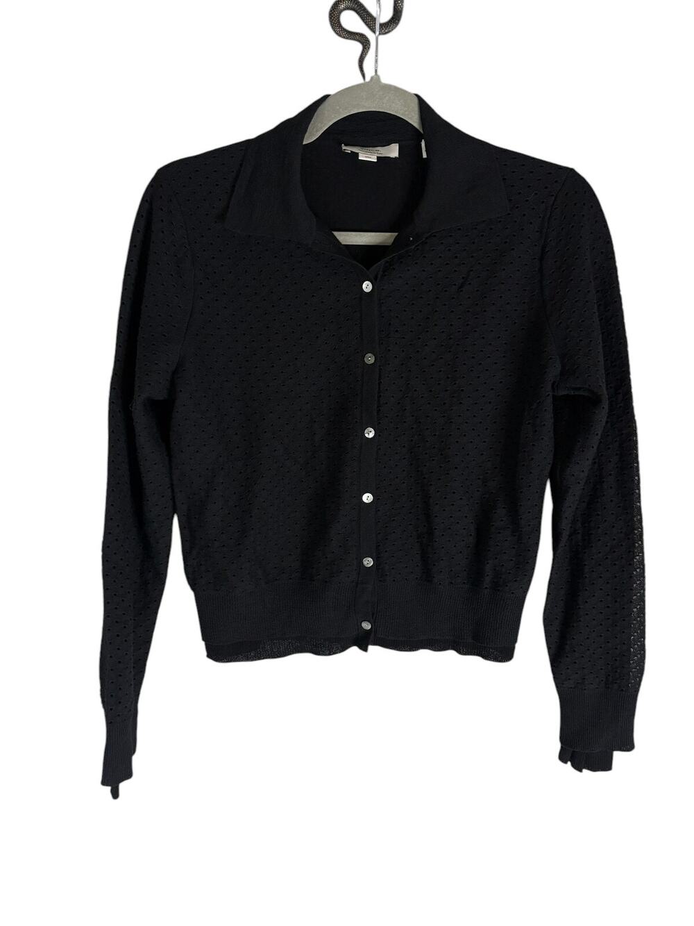 Vince Pointelle Knit Cardigan Button Work Office Preppy Fall Winter Capsule M